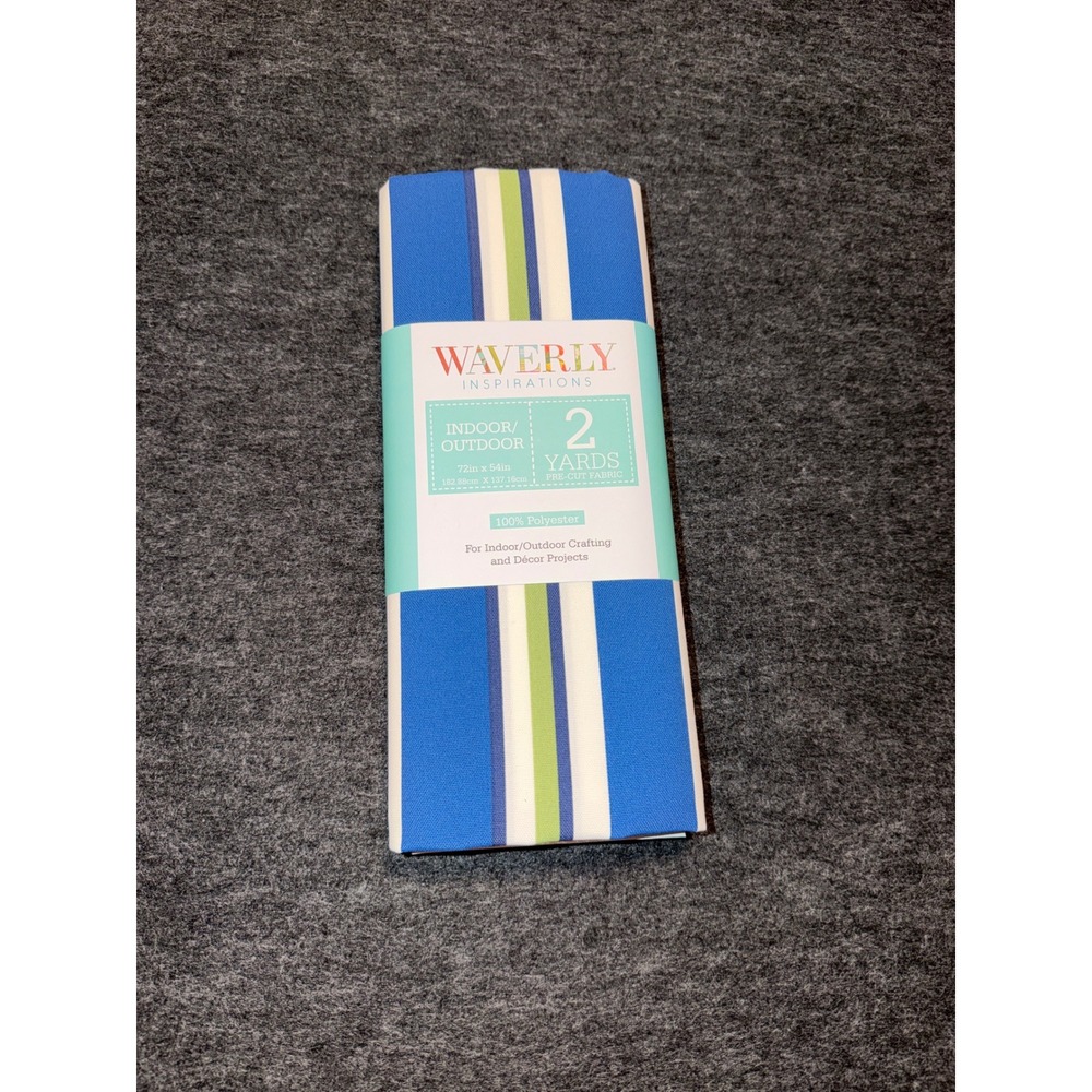 Waverly Inspirations Fabric 2 Yards Blue Striped Indoor Outdoor 72"x54" Awning